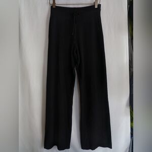 Women's Large Uniqlo Black Ribbed Knit Pants Casual Wide